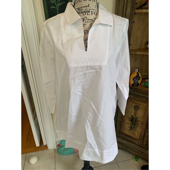 Land’s End Women's White Cotton Tunic Top - Picture 1 of 7